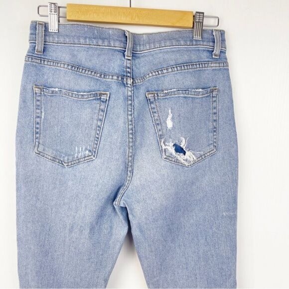 REFORMATION high Rise distressed ripped Straight Leg Jeans Light wash 28 - Picture 6 of 9
